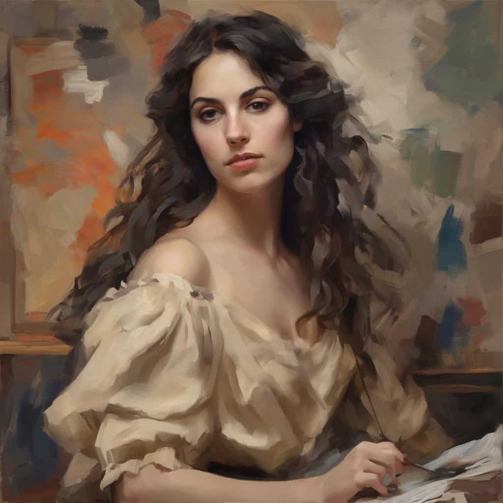 νεαρή γυναίκα πορτρέτο σε μοντέρνα τέχνη, σύγχρονη τέχνη και εικαστικά, ελκυστική και εκφραστική.